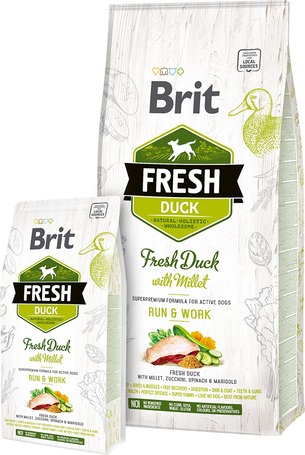 Brit Fresh Duck with Millet Adult Run & Work | Friss kacsahús kölessel