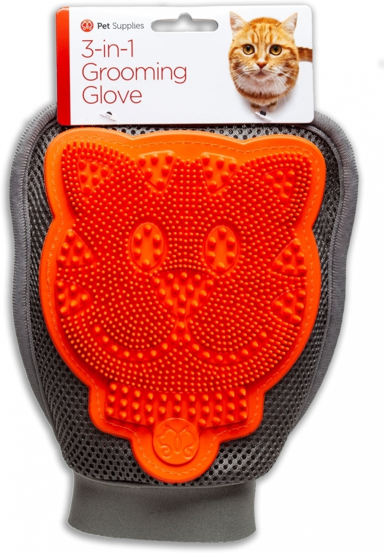 3-in-1 Grooming Glove - Mănușă de spălare, masaj și îndepărtat părul pentru câini / pisici