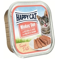 Happy Cat Minkas Duo szárnyas- és lazachúsos pástétom falatkák alutálkában