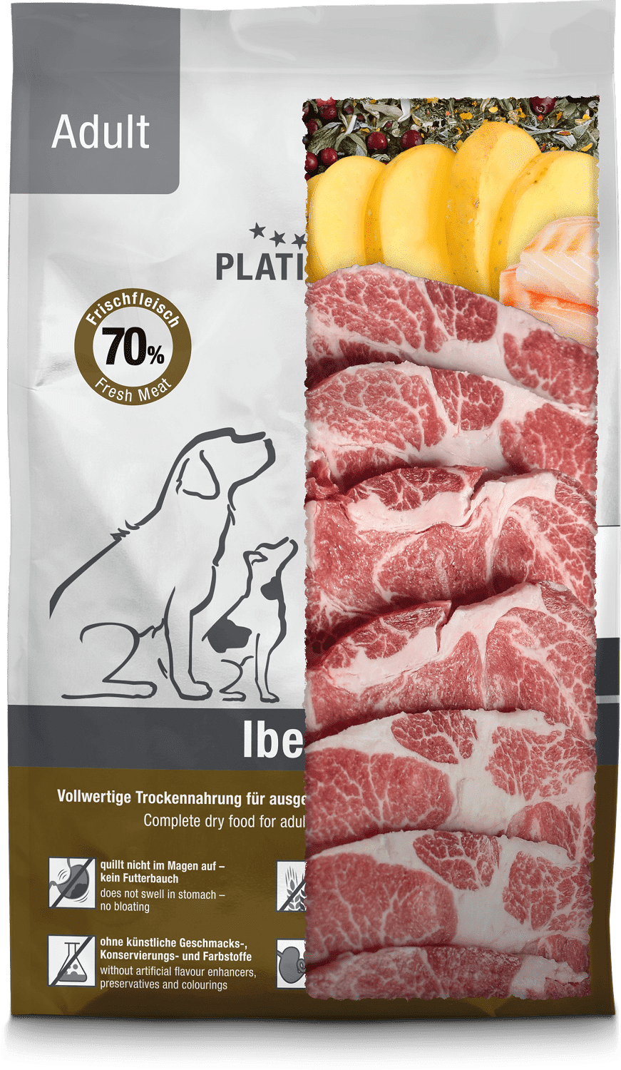 Platinum Adult Iberico + Greens száraz kutyatáp