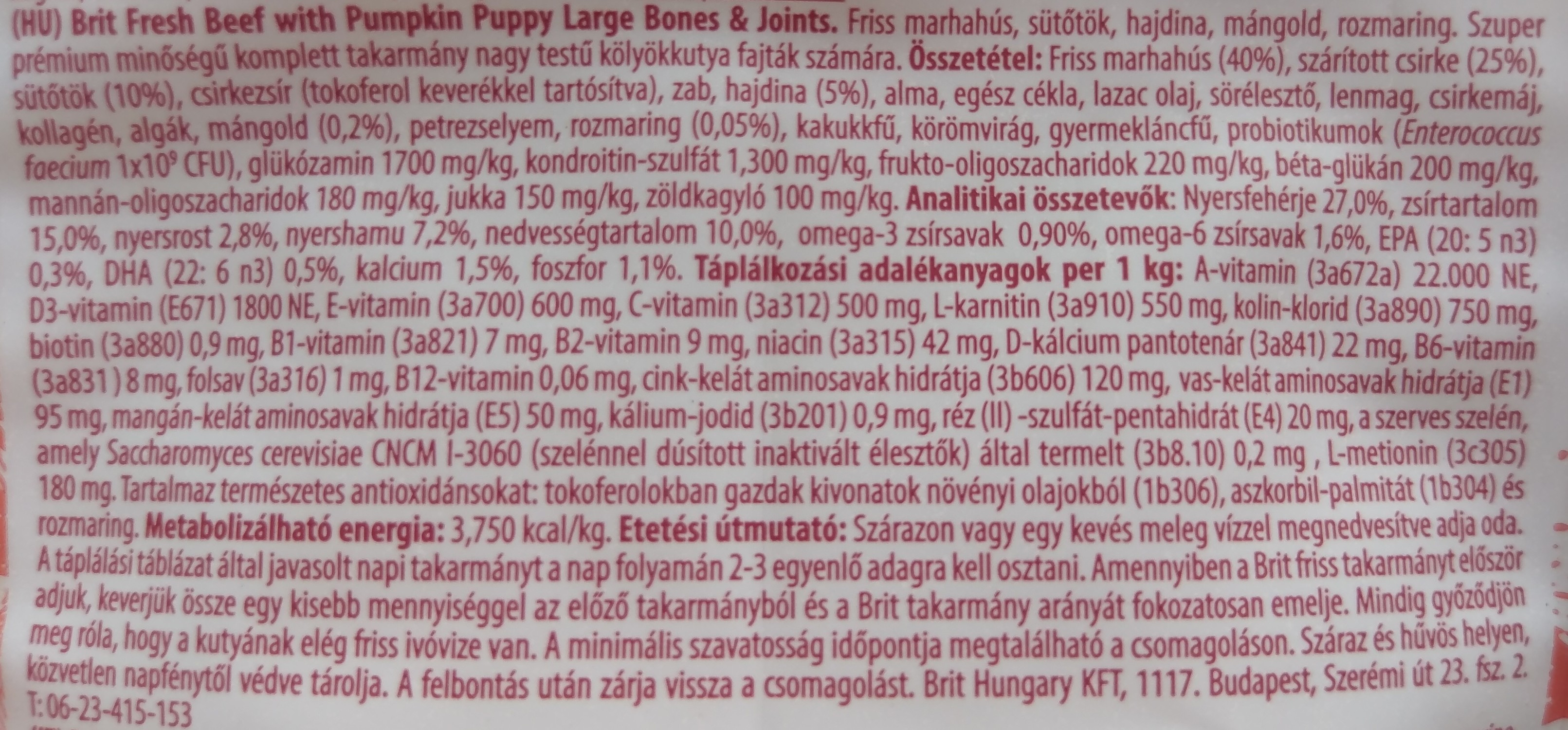 Brit Fresh Beef with Pumpkin Puppy Large Bones & Joints - zoom