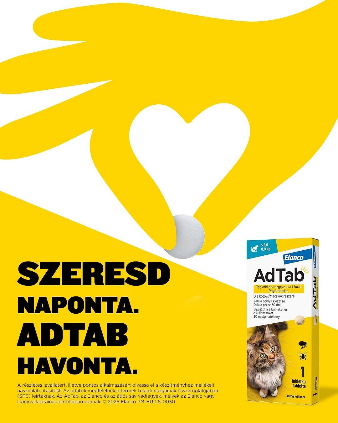 AdTab kullancs és bolha elleni rágótabletta macskáknak
