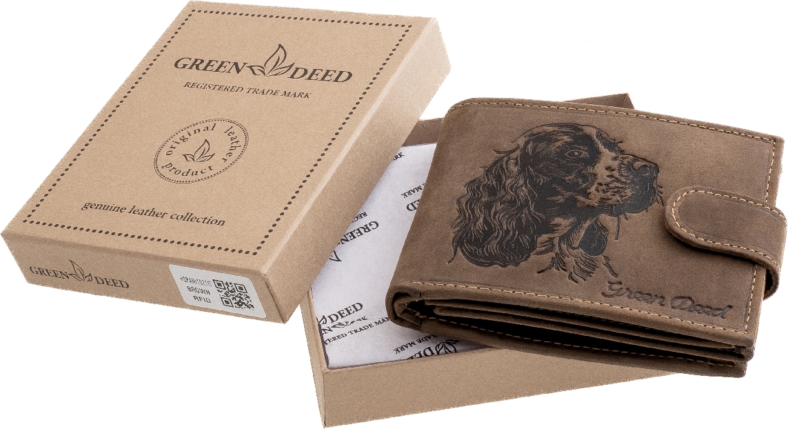 GreenDeed portofel din piele naturală cu model de câine - zoom