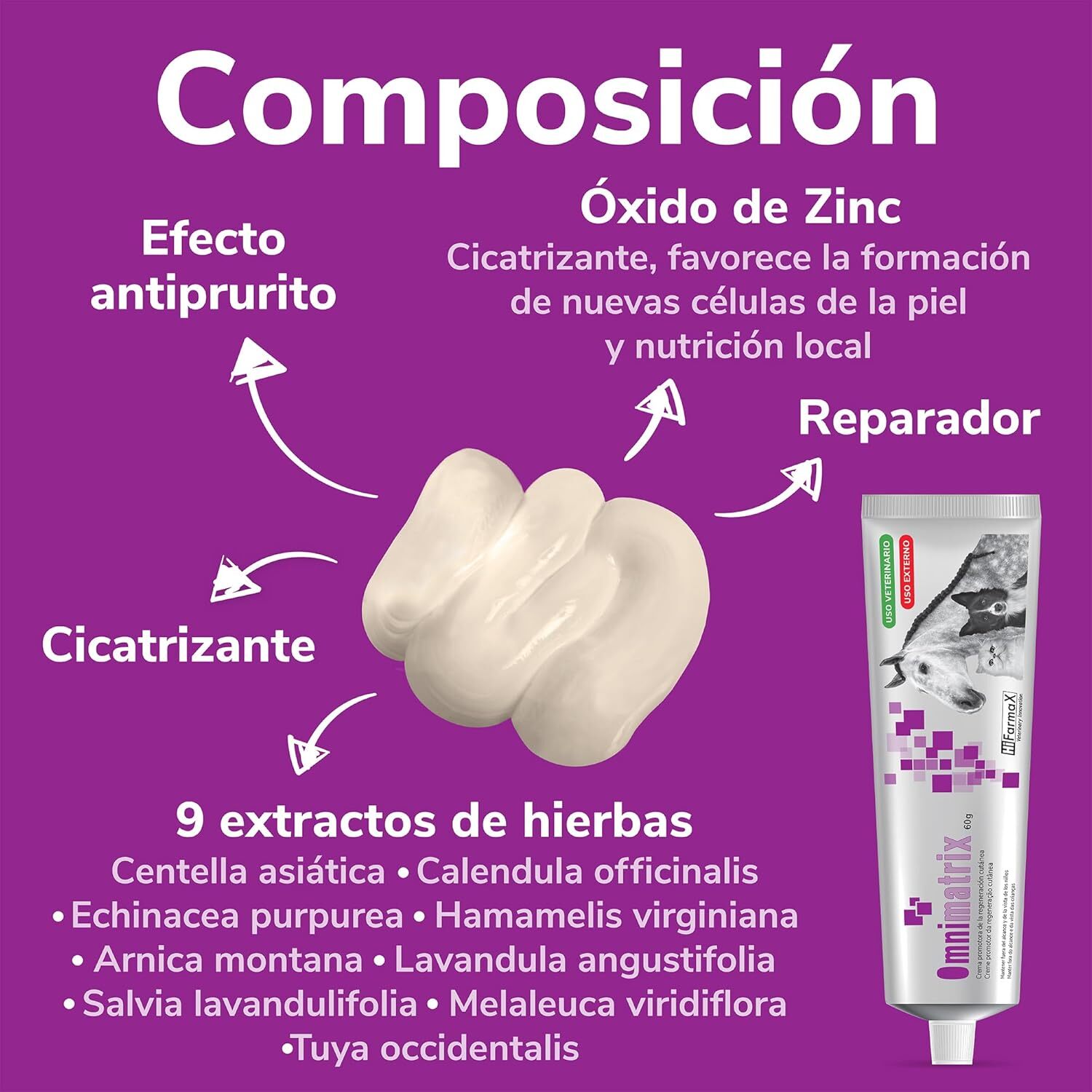 Omnimatrix cremă antiseptică și cicatrizantă pentru animale - zoom