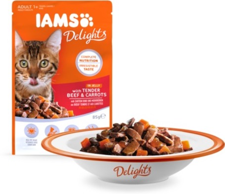 IAMS Cat Delights - Marhahús és répa falatok aszpikban
