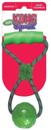 Kong Squeezz Ball kutyajáték kötéllel