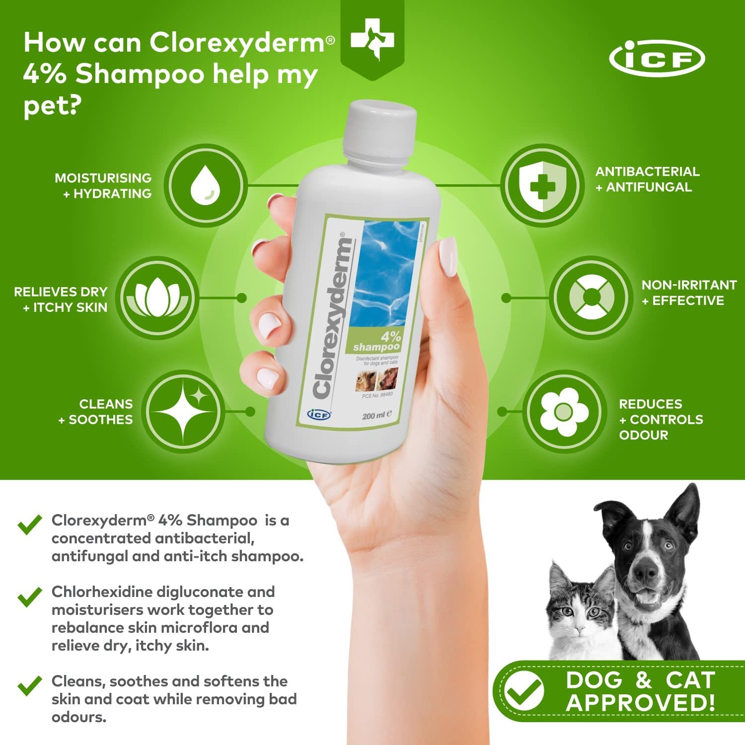 Clorexyderm 4% șampon antiseptic pentru câini și pisici - zoom
