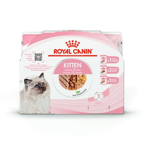 Royal Canin Kitten Gravy Multipack - Kölyök macska szószos, zselés, pépes multipack nedves táp