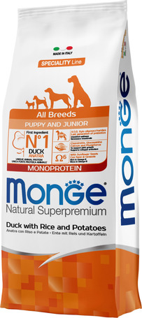 Monge Dog Puppy & Junior Monoprotein Duck with Rice & Potatoes