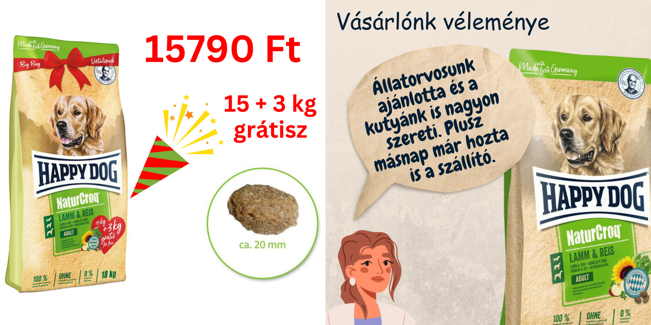 Happy Dog Naturcroq 15 + 3 kg