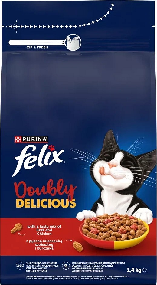 Felix Doubly Delicious hrană uscată cu vită
