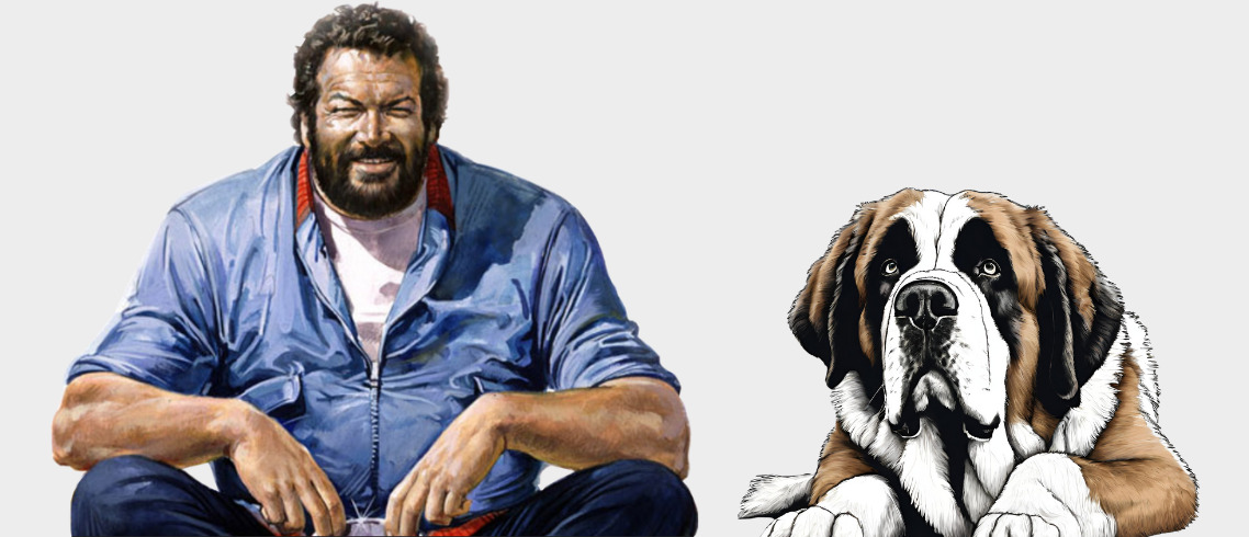 Bud Spencer és egy bernáthegyi kutya