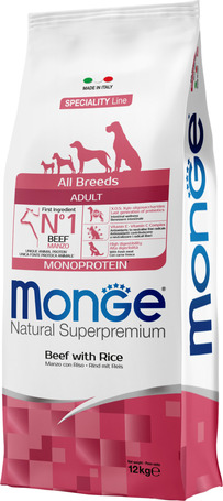 Monge Dog Adult Monoprotein Beef with Rice & Potatoes 12 kg