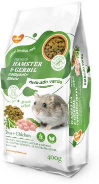 Delicado Verde Complete Menu Hamster hrană completă pentru hamsteri cu pui și mazăre