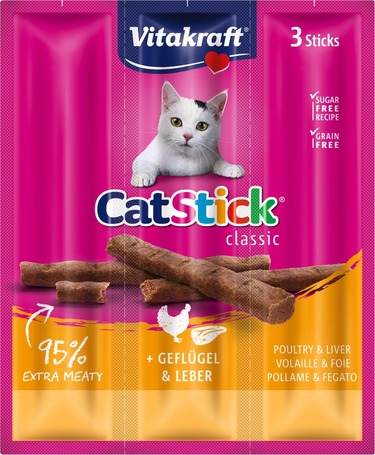 Vitakraft Cat Stick Classic szárnyasos és májas húsrudak macskáknak