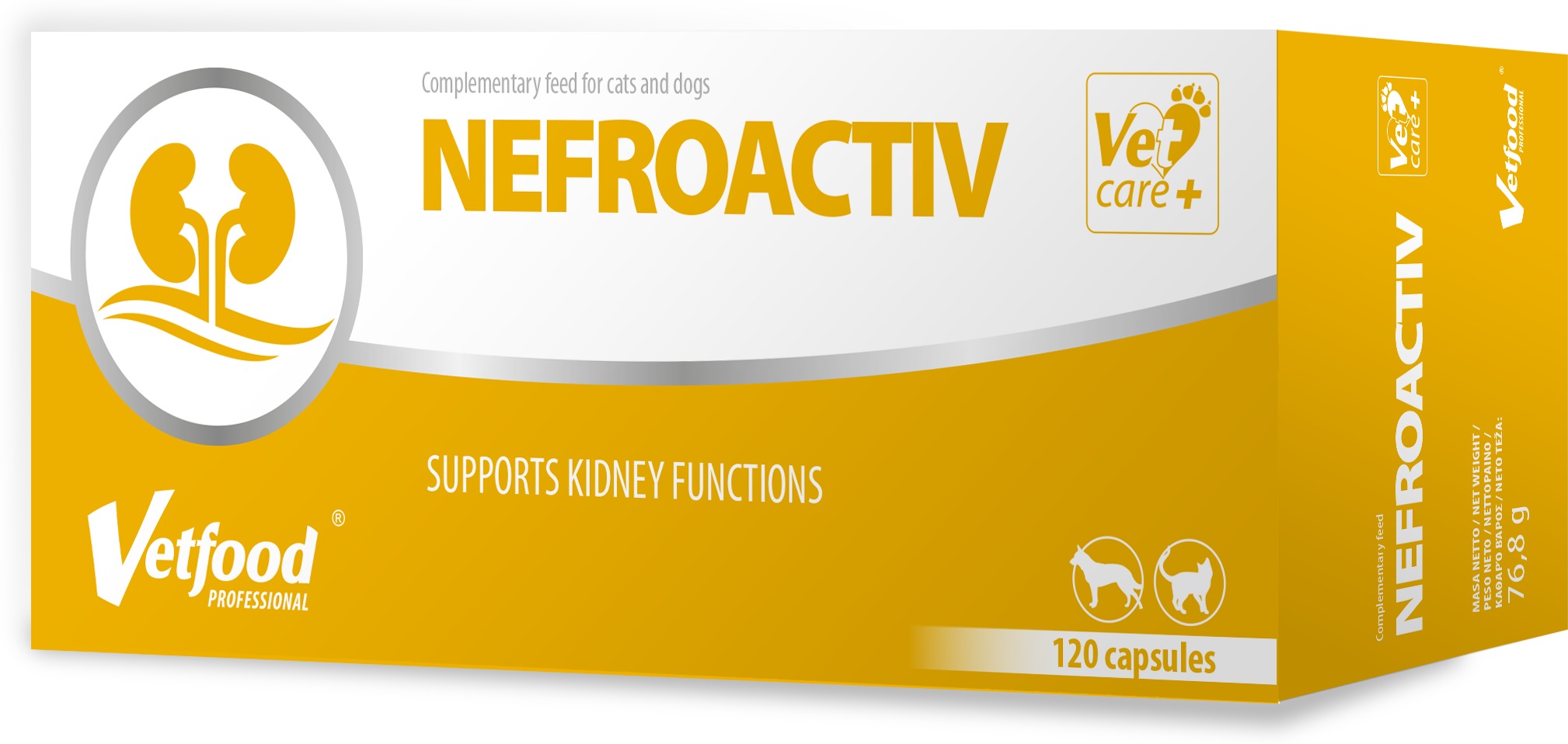 VetFood Nefroactiv - Capsule de susținere a funcției renale pentru câini și pisici
