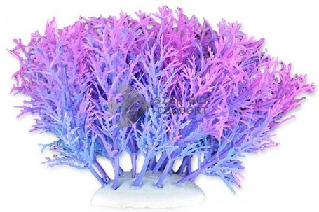 Happet lila és rózsaszín akváriumi műnövény tuja levelekkel
