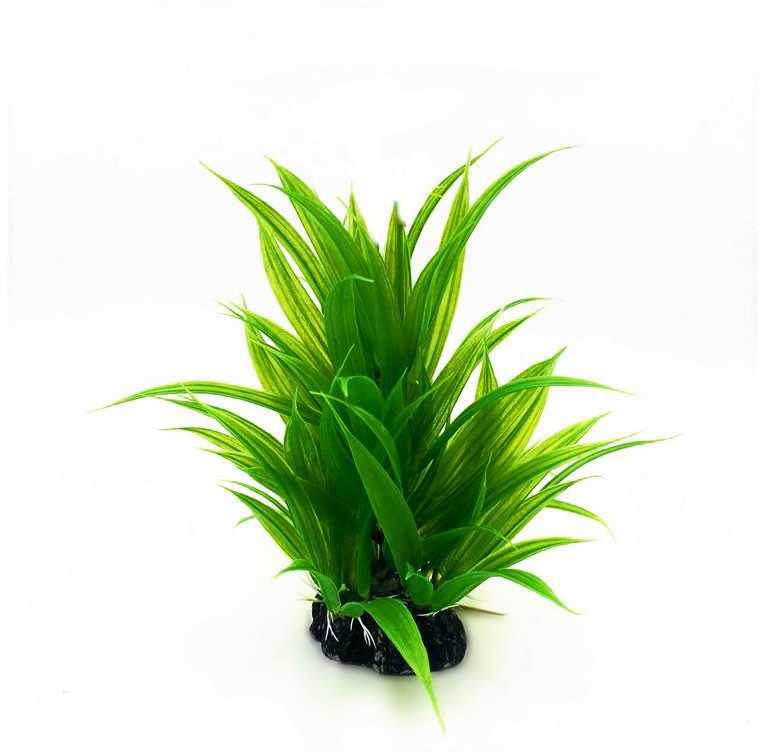 Plantă artificială de acvariu alge marine cu frunze late, verde închis