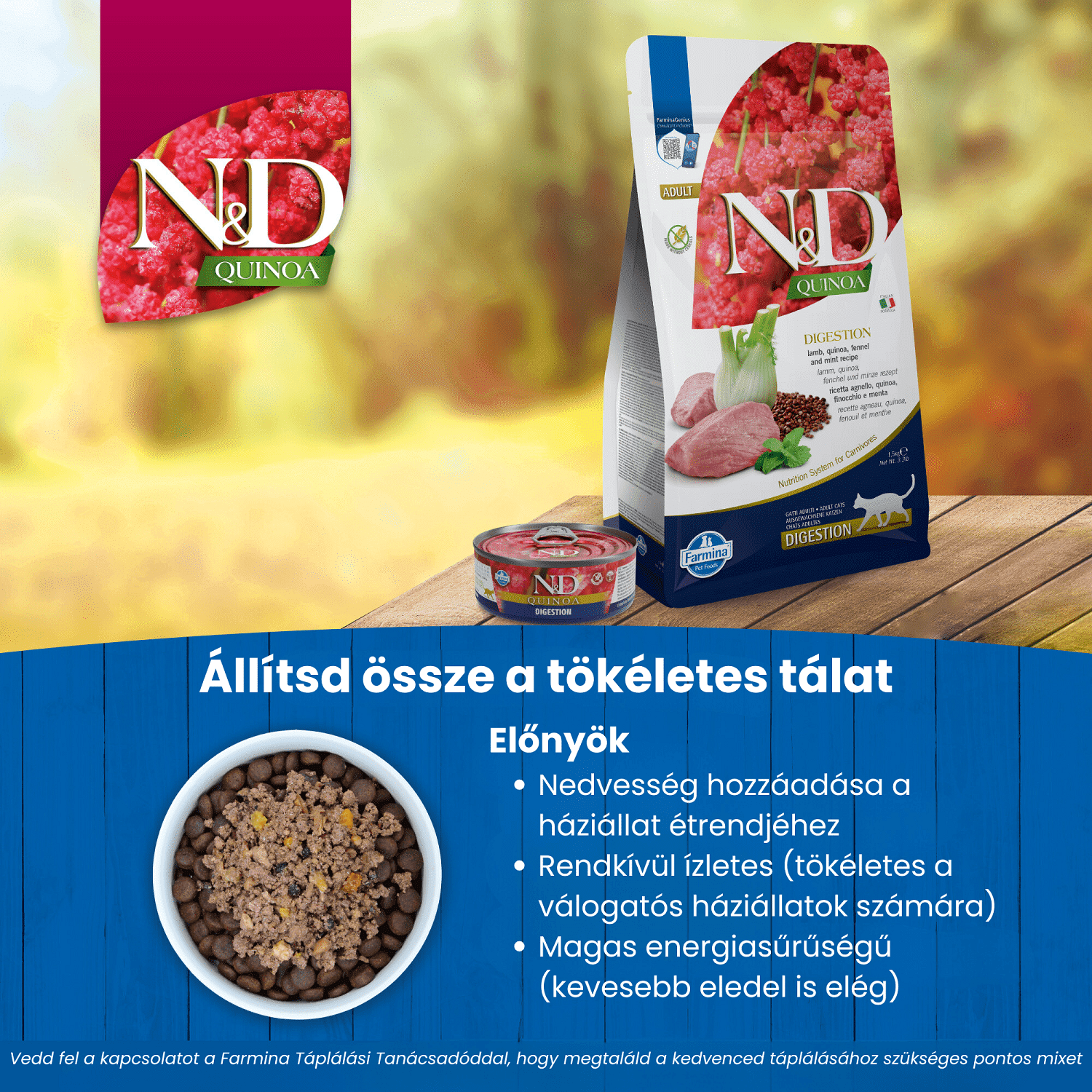 N&D Cat Grain Free Quinoa Digestion Lamb – Emésztési problémákra | Szuperprémium macskatáp