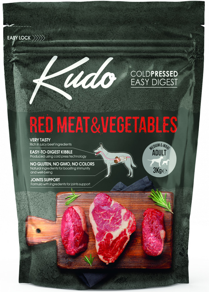 Kudo Adult Medium & Maxi Red Meat & Vegetables Low Grain - Hrană uscată pentru câini de talie medie și mare - zoom