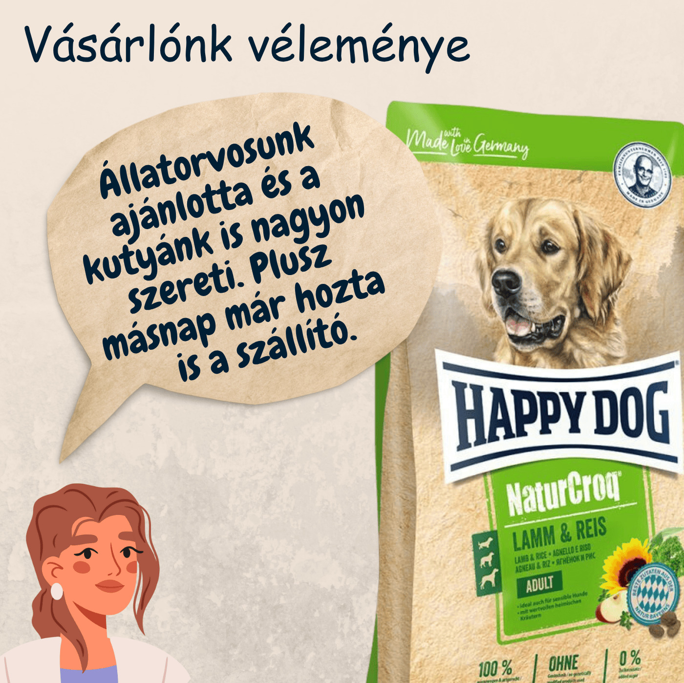 Happy Dog NaturCroq Lamb & Rice 15 kg vásárlói vélemény (1400 x 1400 px)