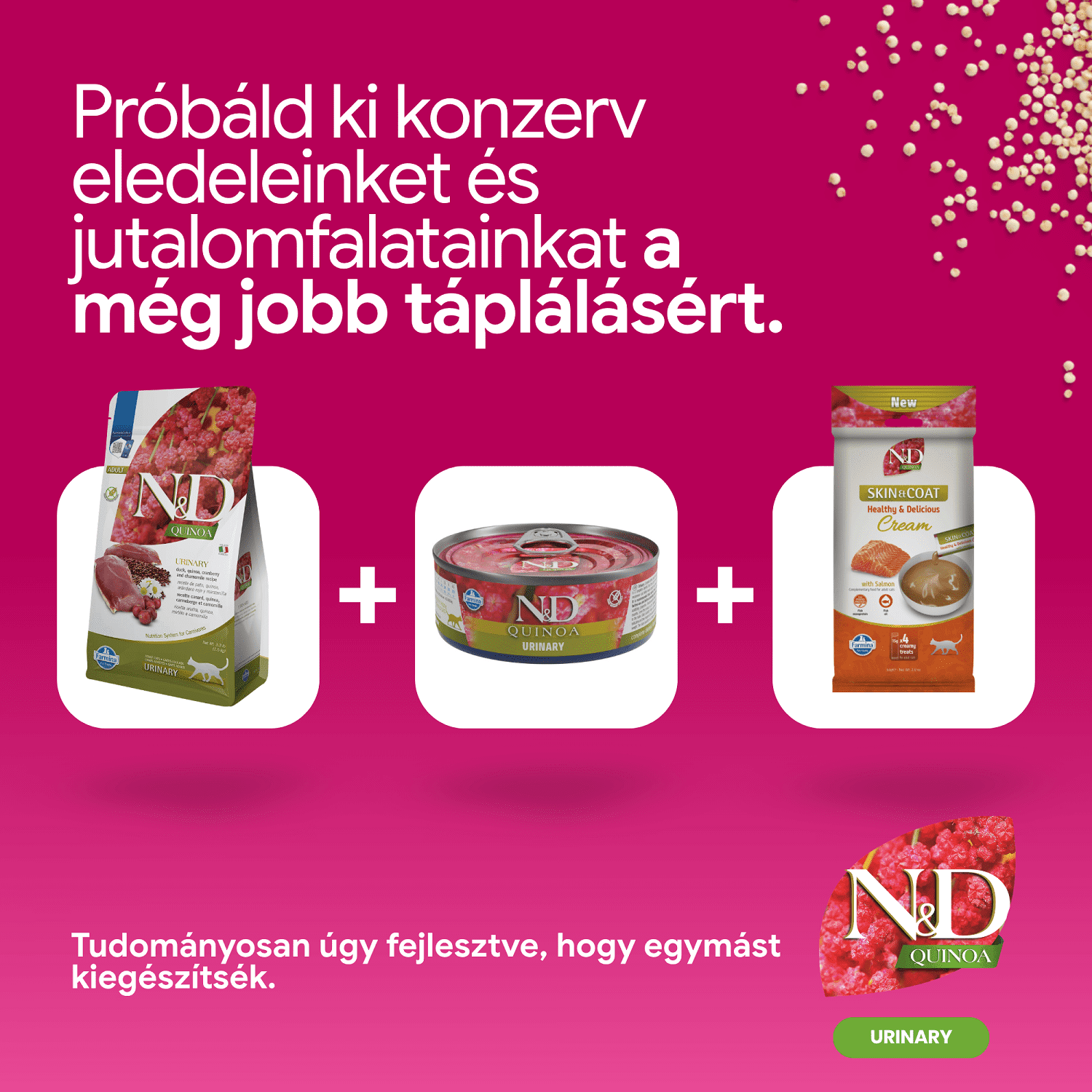 N&D Cat Grain Free Quinoa Urinary Duck – Húgyuti problémákra | Száraztáp macskáknak