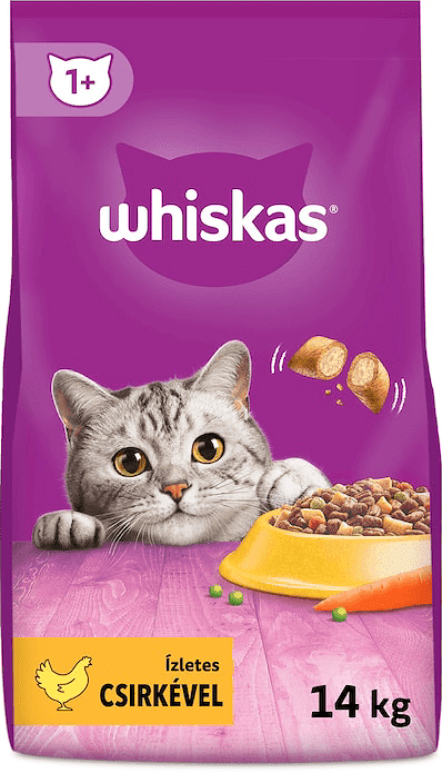 Whiskas - Hrană uscată pentru pisici adulte, cu pui şi legume