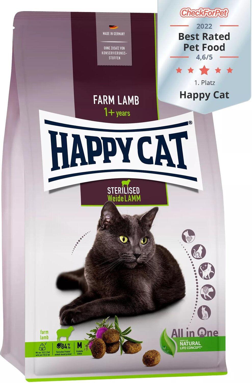 Happy Cat Adult Sterilised Weide-Lamm cu miel de pășune