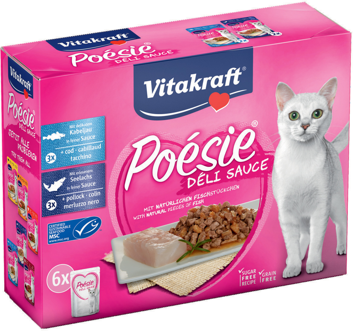 Vitakraft Poésie Délice Sauce Fish Selection Multipack pliculeţ pentru pisici (3 x 2 x 85 g) - zoom