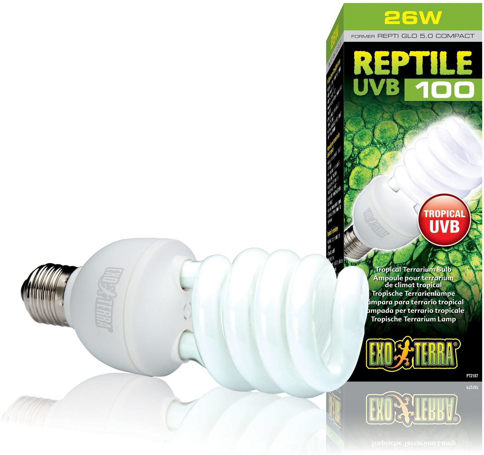 Exo Terra Reptile UVB 100 Compact Bulb pentru terrarium cu climat tropical