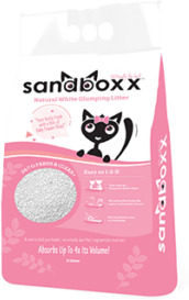 Nisip parfumat Sandboxx, formare de bulgări, pentru litiera