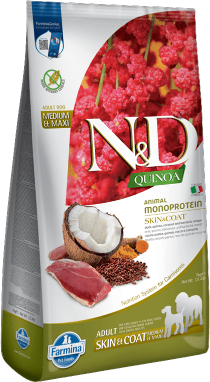 N&D Dog Grain Free Quinoa Skin & Coat Duck – Bőr- és szőrproblémákra | Szuperprémium kutyatáp