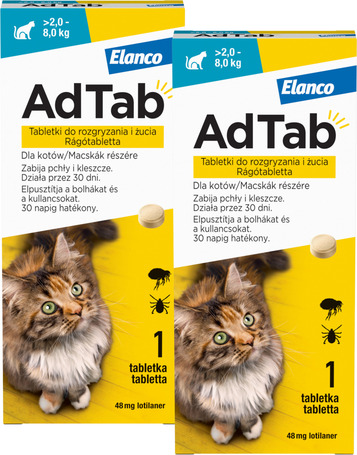 AdTab kullancs és bolha elleni rágótabletta macskáknak