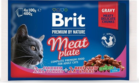 Brit Premium Cat Pouches Meat Plate felnőtt macskáknak