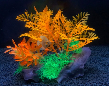 Akváriumi műnövény együttes narancssárga és zöld levelekkel