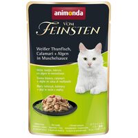 Animonda Vom Feinsten Pouch fehér tonhalas, tintahalas és algás alutasakos macskaeledel kagylós szószban Animonda Vom Feinsten Pouch fehér tonhalas, tintahalas és algás alutasakos macskaeledel kagylós szószban