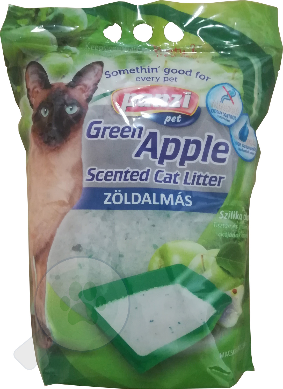 Panzi nisip silicat pentru pisici cu miros de măr verde
