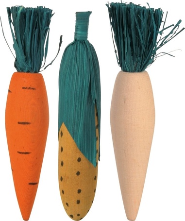 Trixie fogkoptatók fából és szalmábal – répa, kukorica és retek formák