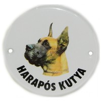 Plăcuță metalică de avertizare pentru zona păzită cu câine | Dog german 10 cm