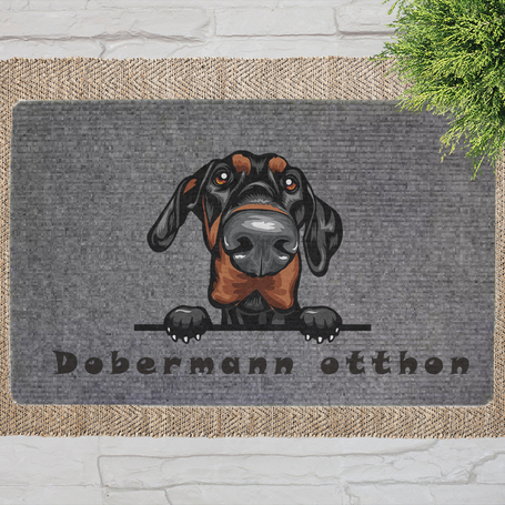 Kutyás lábtörlők szürke háttérrel