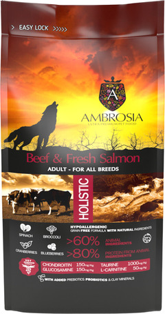 Ambrosia Dog Adult GF Beef & Fresh Salmon