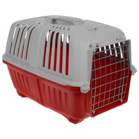 Pratiko cutie de transport ușoară din plastic cu ușă metalică pentru câini și pisici