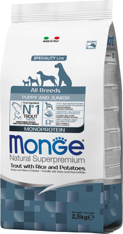 Monge Speciality Line Dog Puppy & Junior Monoprotein Trout with Rice & Potatoes
