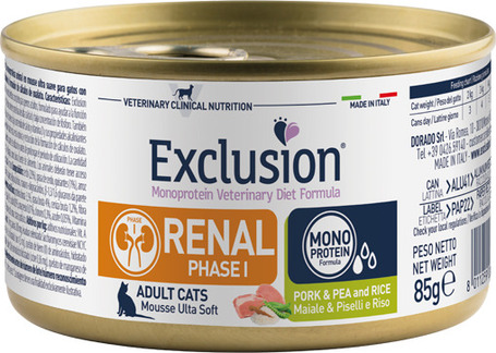 Exclusion Cat Renal Pork & Pea and Rice Phase I konzerv
