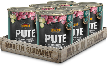 Belcando konzerv pulykahússal, rizzsel és cukkinivel