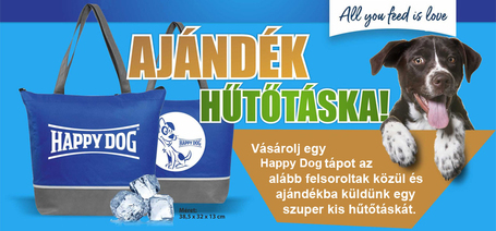 Most egy ajándék hűtőtáskát adunk egyes Happy Dog kutyatápokhoz