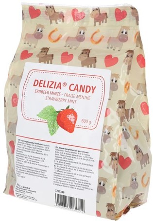 Kerbl Delizia Candy jutalomfalat gyümölcsökkel és gyógynövényekkel lovaknak