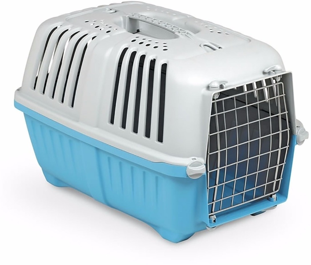 Pratiko cutie de transport ușoară din plastic cu ușă metalică pentru câini și pisici - zoom