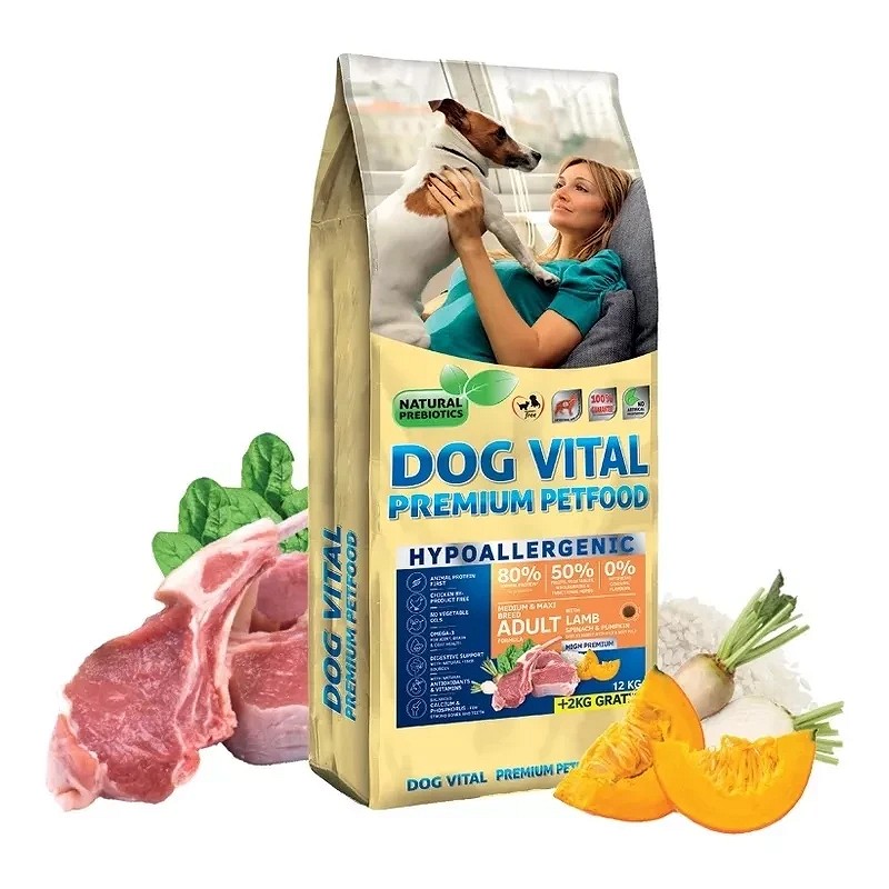Dog Vital hrană hipoalergenică cu miel 12 + 2 kg