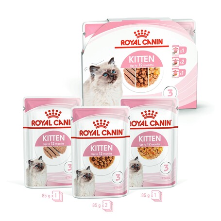Royal Canin Kitten Gravy Multipack - Kölyök macska szószos, zselés, pépes multipack nedves táp